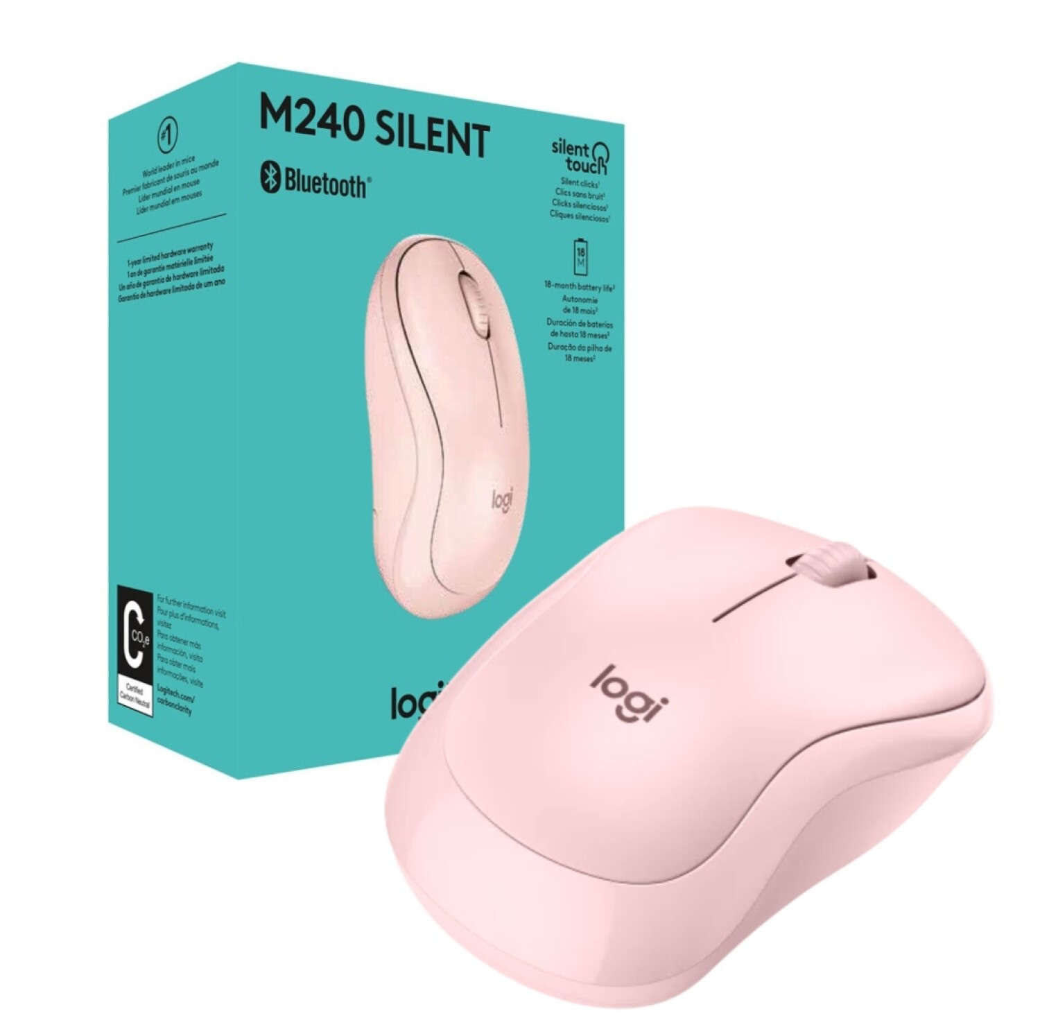 LOGITECH MOUSE M240 SILENT ROSE INALÁMBRICO + BT