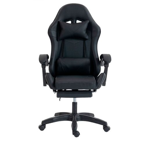 SILLA GAMER ERGONOMICA RECLINABLE CON APOYA PIES NEGRA