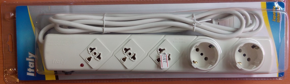 ALARGUE // ZAPATILLA 5 TOMAS 3 AMER. 2 SCHUKO 5MTS / 3 en Linea