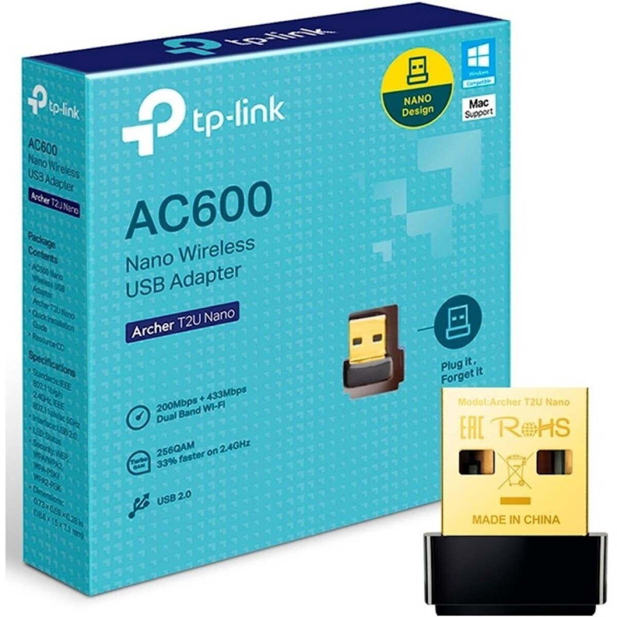 WIFI ADAP. USB T2U NANO TP LINK AC600 DUAL BAND