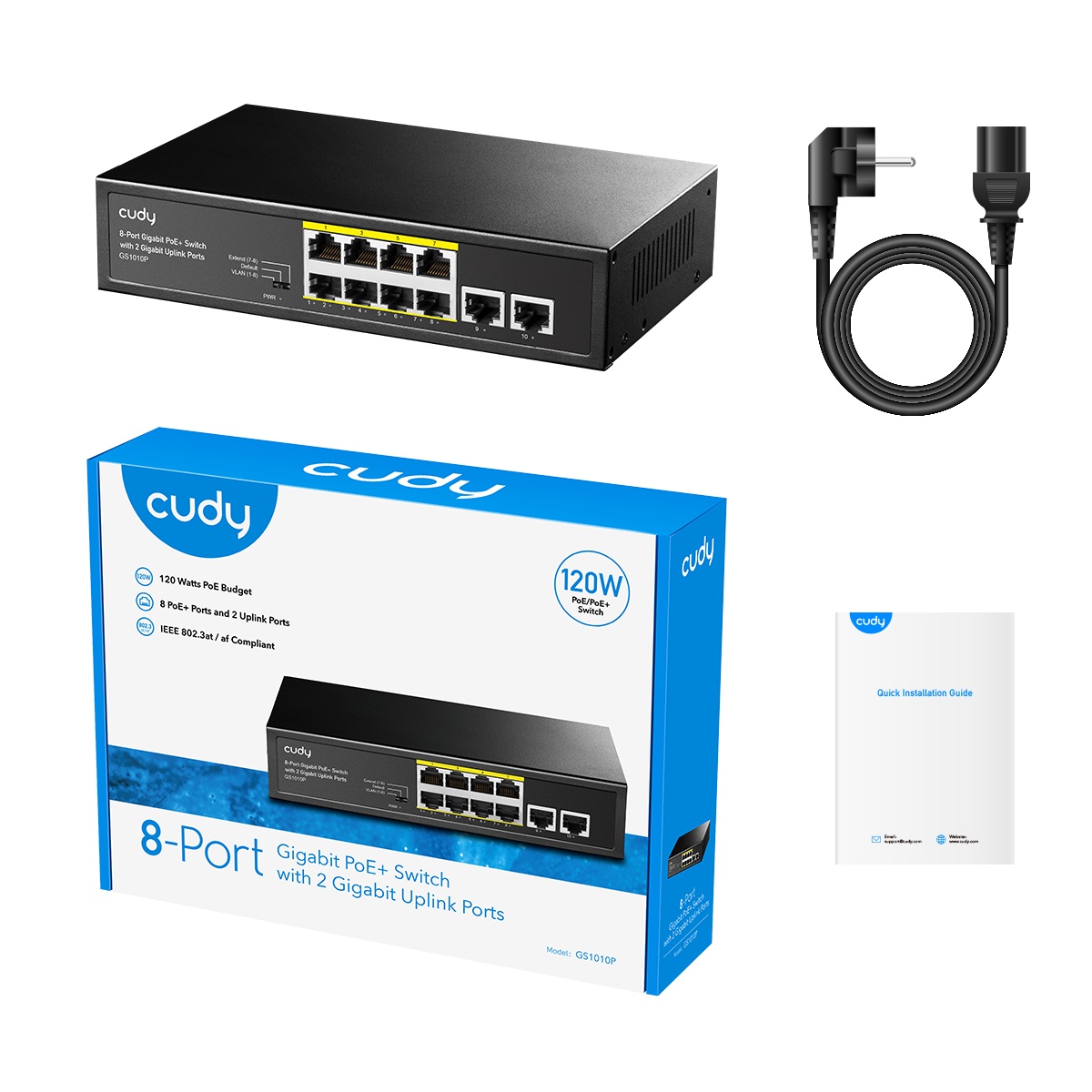 CUDY SWITCH GIGABIT POE 8P + 2 SFP GS1008PS2