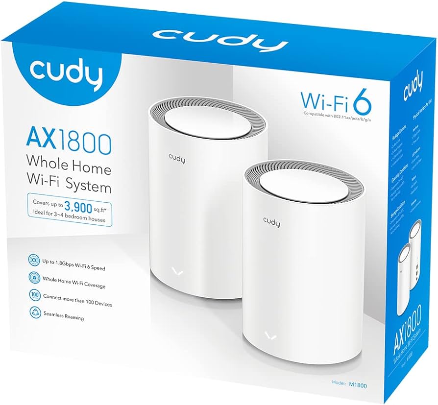 CUDY MESH  WIFI 6  AX 1800 PUERTOS GIGABIT  (2 PACK ) M1800