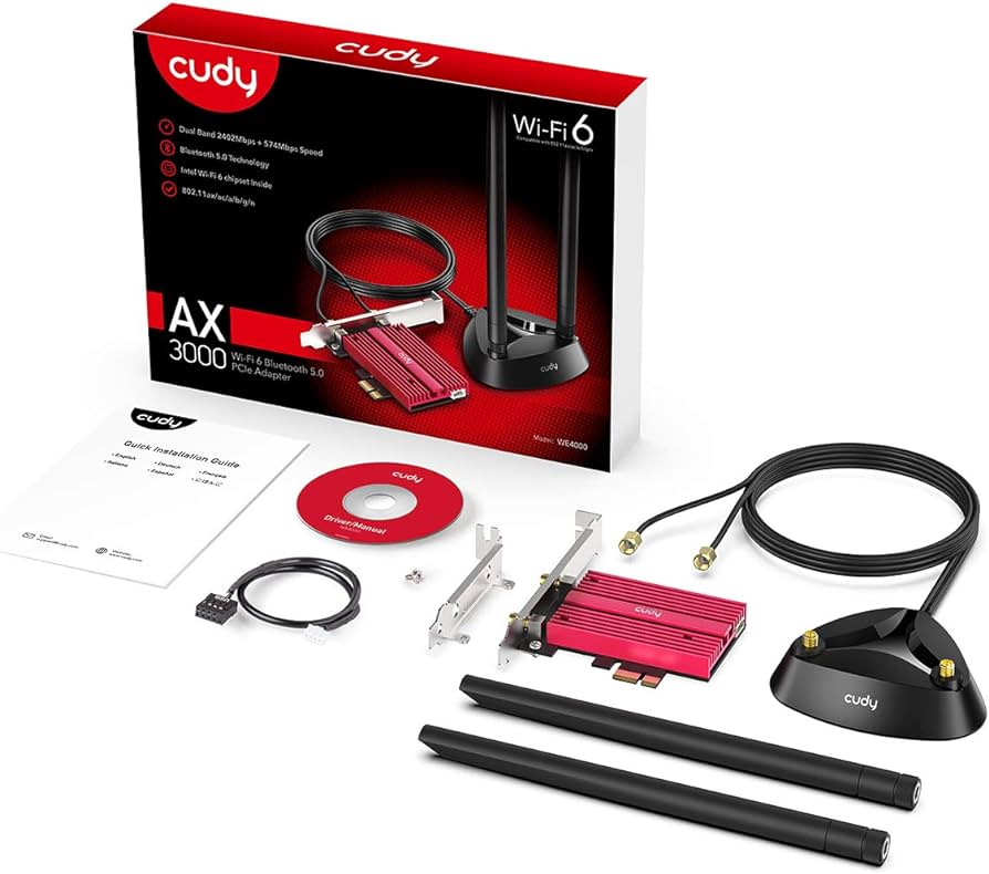 CUDY ADAPTADOR PCI EXP. WIFI 6e AX 4500+BT5.2 TRI BANDA + ANT WE400