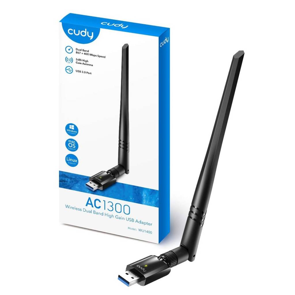 CUDY WIFI USB AC 1300 DOBLE BANDA ALTA POT. WU1400